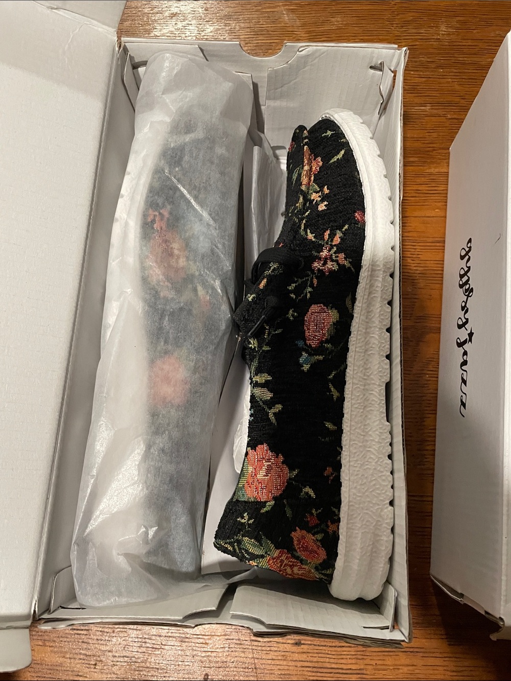 Gypsy Jazz Black Floral Slip-On Loafers Shoe - Picture 7 of 9